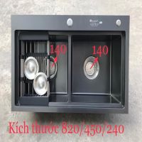 Chậu đúc Inox phủ nano đen 8243 có bậc thang
