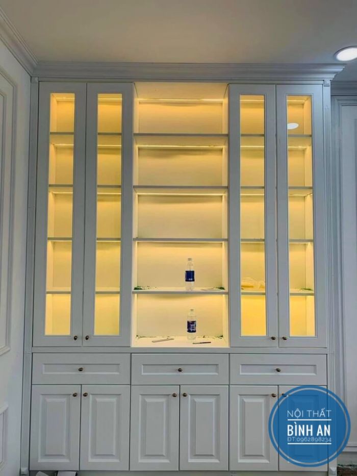 Tủ Rượu Melamin Kết Hợp Cánh Tân Cổ Điển